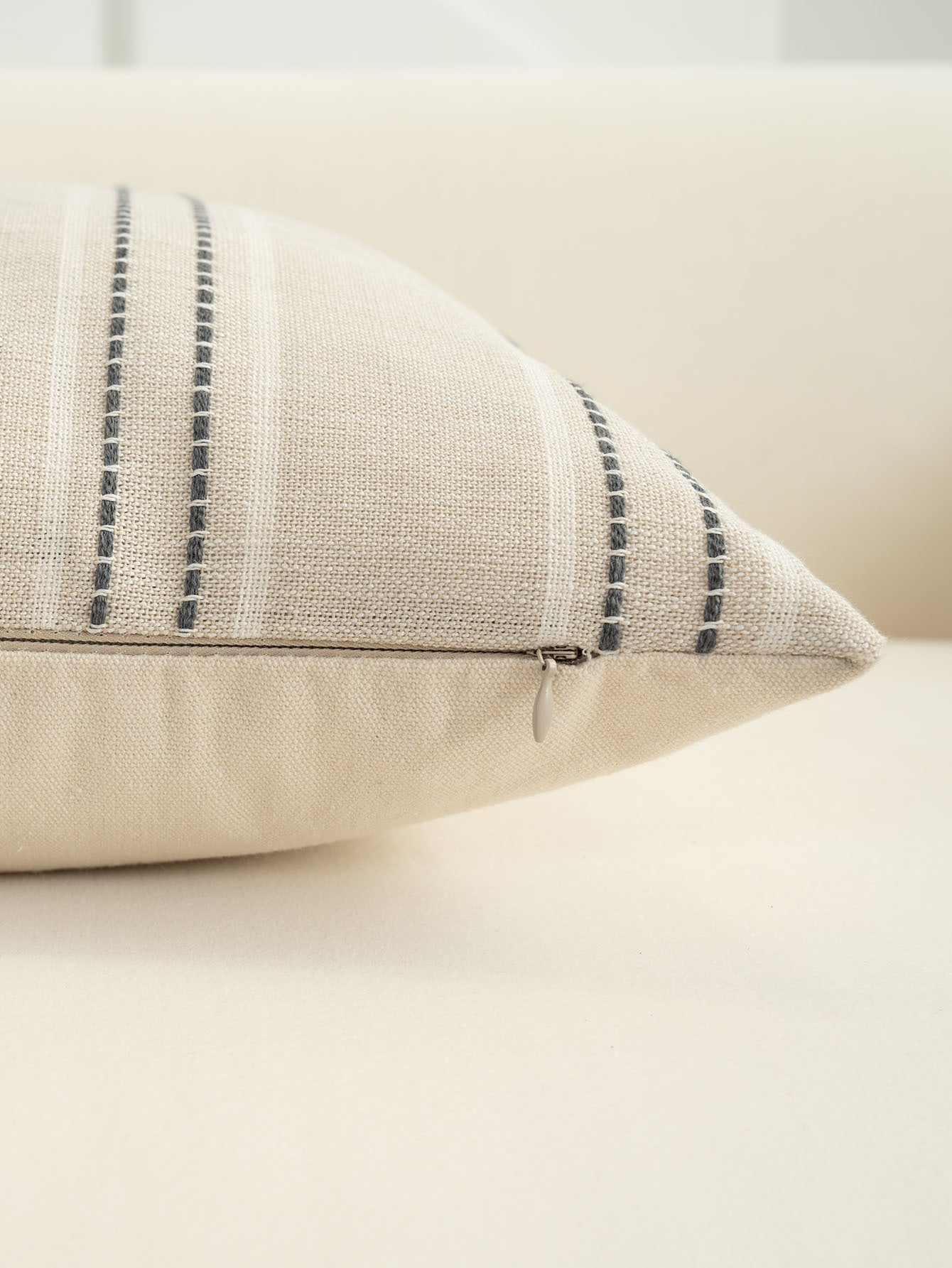 Textured Vertical Striped Pillowcases - Scandinavian Home Decor Accents (Grey Stripes Pair - 45x45cm)