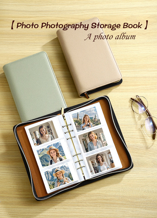 Pink PU Leather Zippered Photo Album - Holds 240 3 Prints"