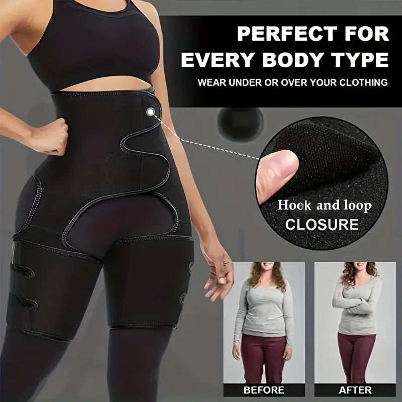 Black Women's 3-in-1 Body Shaper: Waist Cincher, Thigh Slimmer, Glute Lifter - Workout Gear (Size : S/M)