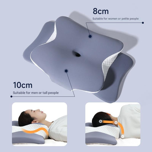 Light Pink Ergonomic Butterfly Memory Foam Pillow - Cervical Neck Support for Side, Back & Stomach Sleepers, Orthopedic Contour Design