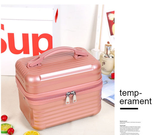 Silver Durable Hard Shell Makeup Travel Case - Large Capacity Portable Cosmetic Organizer Box with Handle