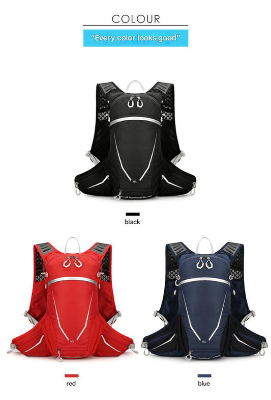 Dark Blue Lightweight 16L Outdoor Cycling & Hiking Backpack - Water-Repellent Nylon Daypack with Reflective Strips