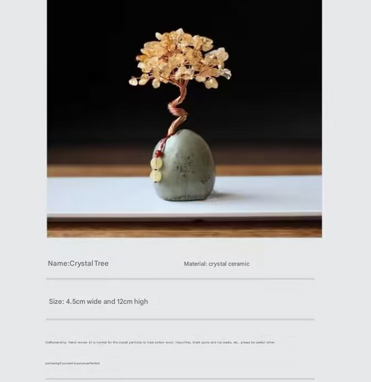 Tungling Jade Natural Crystal Wealth Tree - 12cm Feng Shui Decor, Elegant Office Desk Ornament