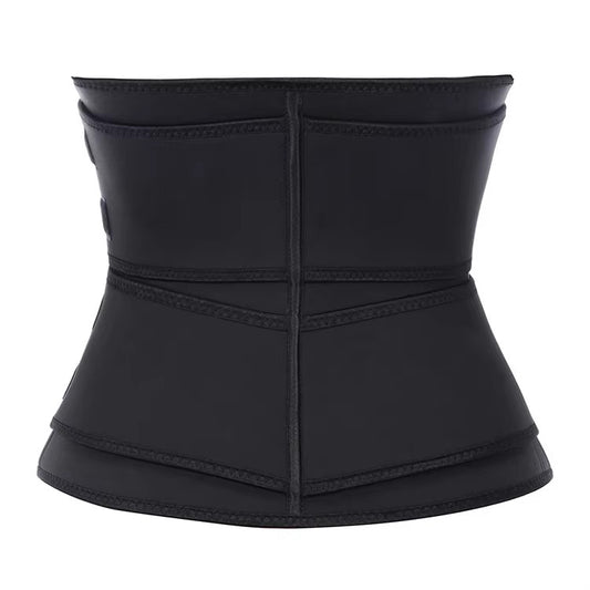 Size XXL Black Womens Sweat-Enhancing Waist Trainer Belt - Dual Strap Zipper Tummy Control Cincher for Workout & Postpartum Shaping