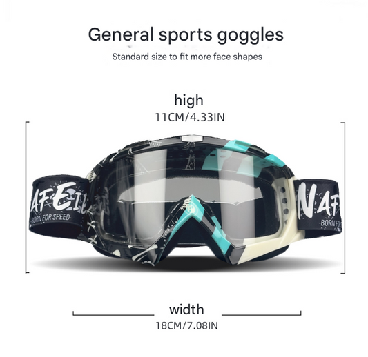 Cyan Frame and Colorful Sheet Versatile Sports Goggles - Windproof UV Protection for Skiing, Motorcycle, Cycling & Outdoor Adventures