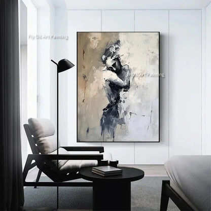 Lovers Art Sensual Couple Abstract Embrace Oil Painting Bedroom Sensual Handmade Canvas Painting  Wall Art For Bedroom Decor