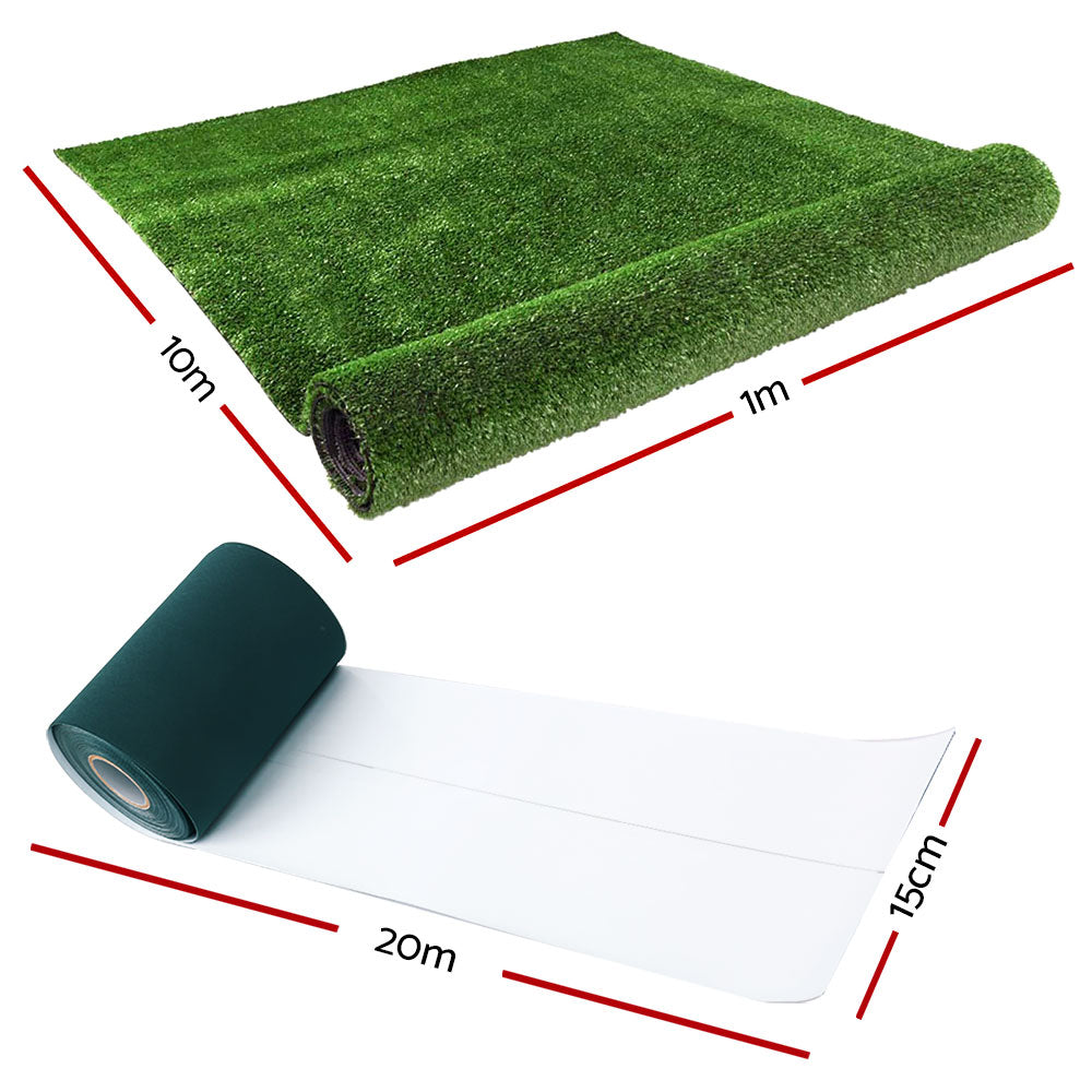 Prime Turf 2x10m Artificial Grass Synthetic UN-REAL 20SQM Turf Lawn 17mm Tape