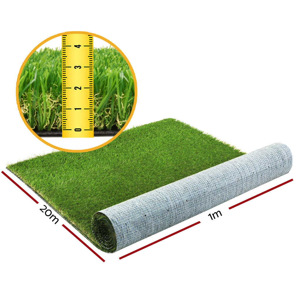 Primeturf 30mm 1mx20m Artificial Grass Synthetic UN-REAL Lawn Turf Plastic Plant 4-coloured