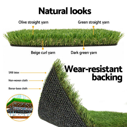 Prime Turf Artificial Grass 30mm 2mx5m 30SQM Synthetic UN-REAL Lawn Turf Plastic Plant 4-coloured