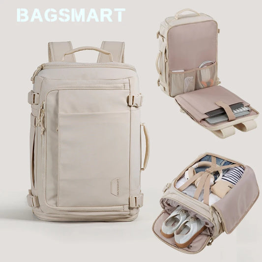 BAGSMART Travel Backpack for Women Laptop Bag Weekender Compressed Vacuum Backpack Large Waterproof Men's Backpacks Voyage
