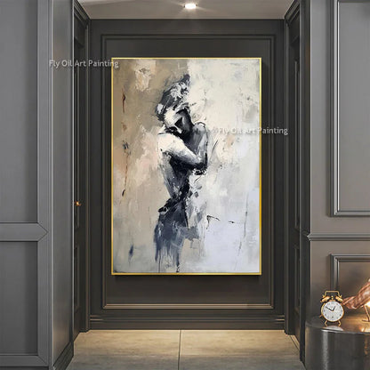Lovers Art Sensual Couple Abstract Embrace Oil Painting Bedroom Sensual Handmade Canvas Painting  Wall Art For Bedroom Decor