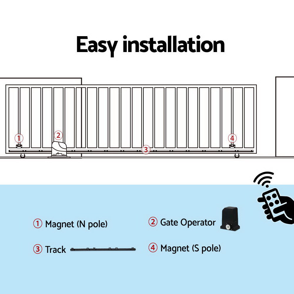 Lockmaster Automatic Sliding Gate Opener Kit 6M 1000KG