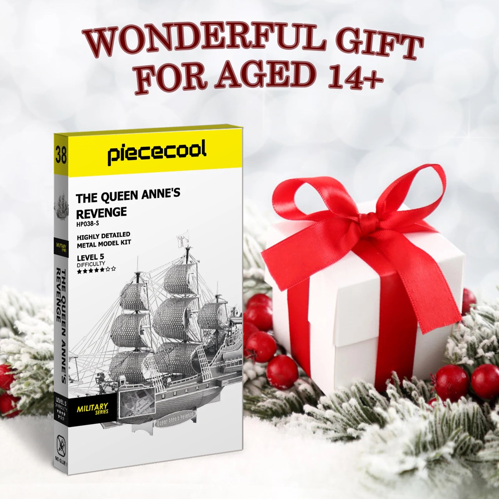 Piececool 3D Metal Puzzle Model Building Kits-The Queen Anne's Revenge Jigsaw Toy ,Christmas Birthday Gifts for Adults