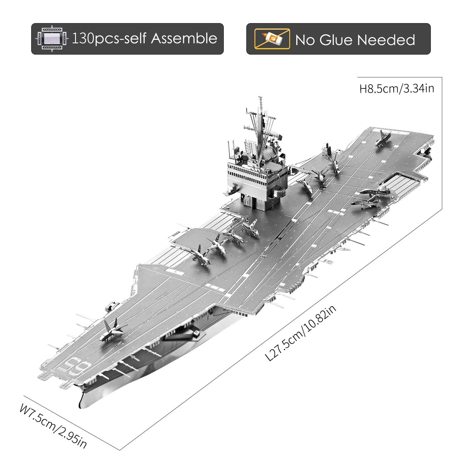 Piececool 3D Metal Puzzle Model Building Kits - Uss Enterprise CVN-65 Jigsaw Toy ,Christmas Birthday Gifts for Adults