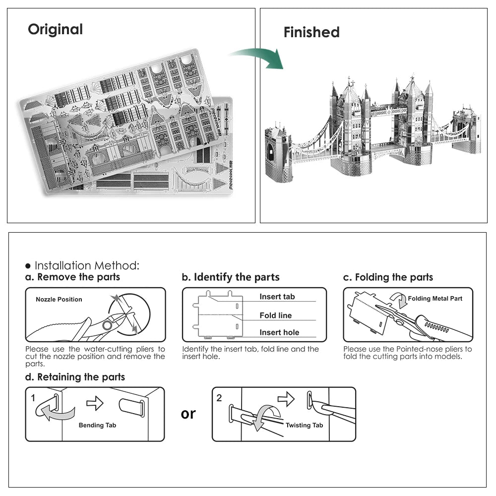 Piececool 3D Metal Puzzle -London Tower Bridge Jigsaw Toy ,Model Building Kits Christmas and Birthday Gifts for Adults