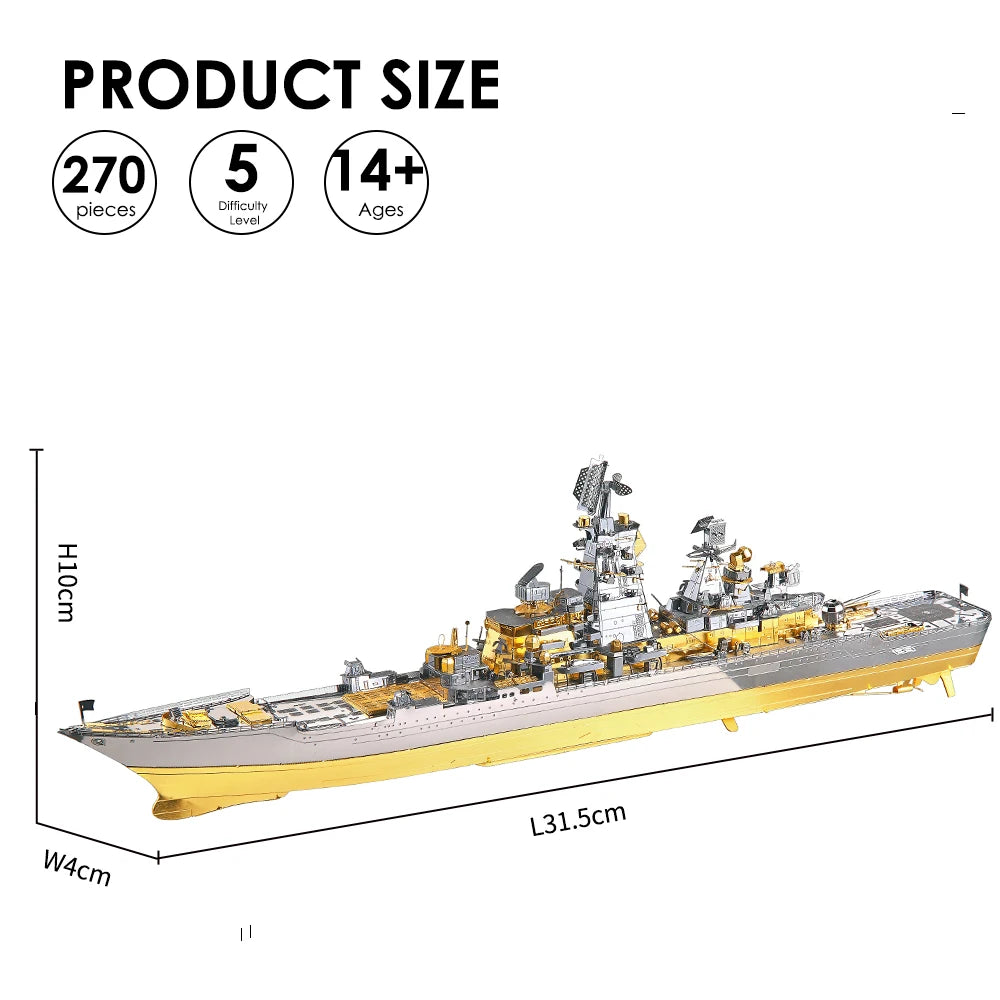 Piececool 3D Metal Puzzle -Russian Battlecruiser Pyotr DIY  Jigsaw Toy Model Building Kits Christmas Gifts for Adults