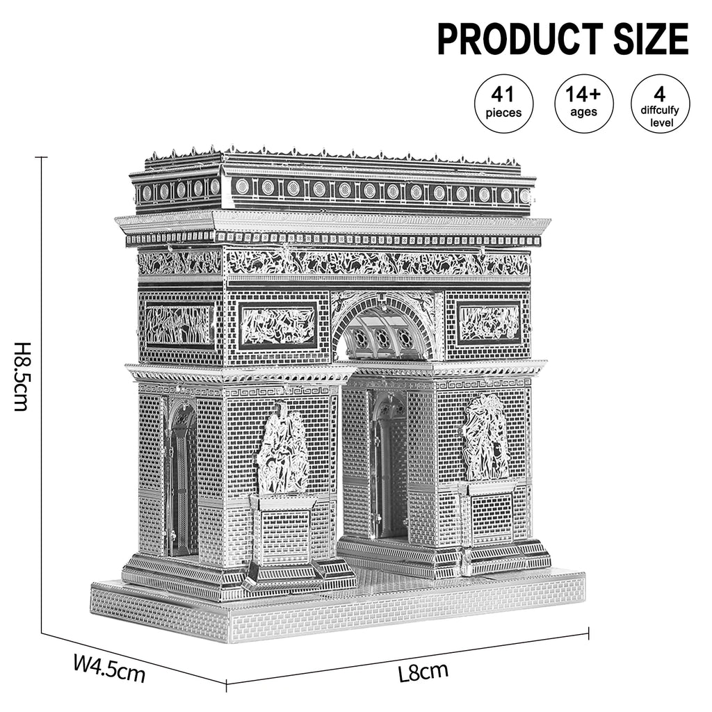 Piececool 3D Metal Puzzle Model Building Kits-Arc De Triom DIY Assemble Jigsaw Toy ,Christmas Birthday Gifts for Adults