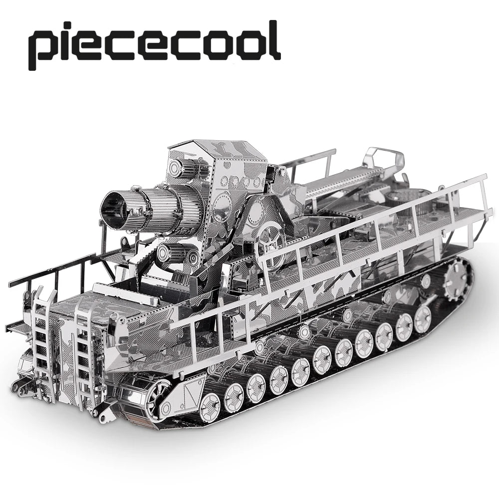 Piececool 3D Metal Puzzle Model Building Kits-Railway Gun DIY Jigsaw Toy Christmas Birthday Gifts for Adults