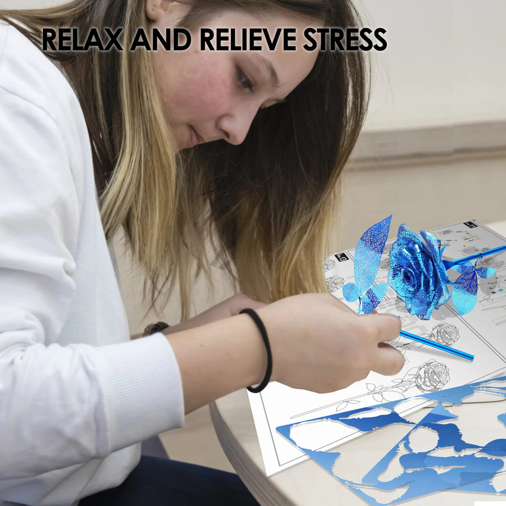 Piececool 3D Metal Puzzle-Rose Model Building Kits DIY Jigsaw Toy For Adults Birthday Gifts