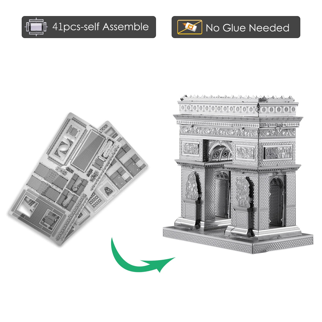 Piececool 3D Metal Puzzle Model Building Kits-Arc De Triom DIY Assemble Jigsaw Toy ,Christmas Birthday Gifts for Adults