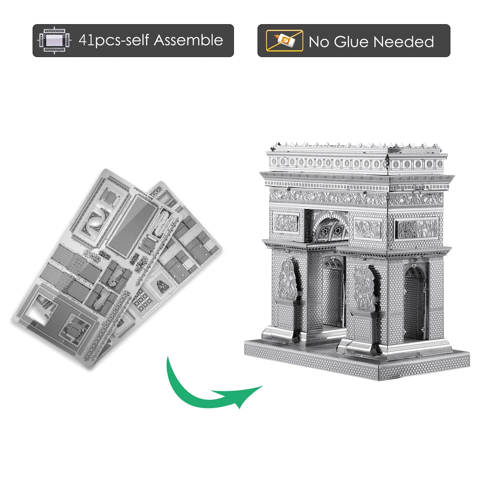 Piececool 3D Metal Puzzle Model Building Kits-Arc De Triom DIY Assemble Jigsaw Toy ,Christmas Birthday Gifts for Adults