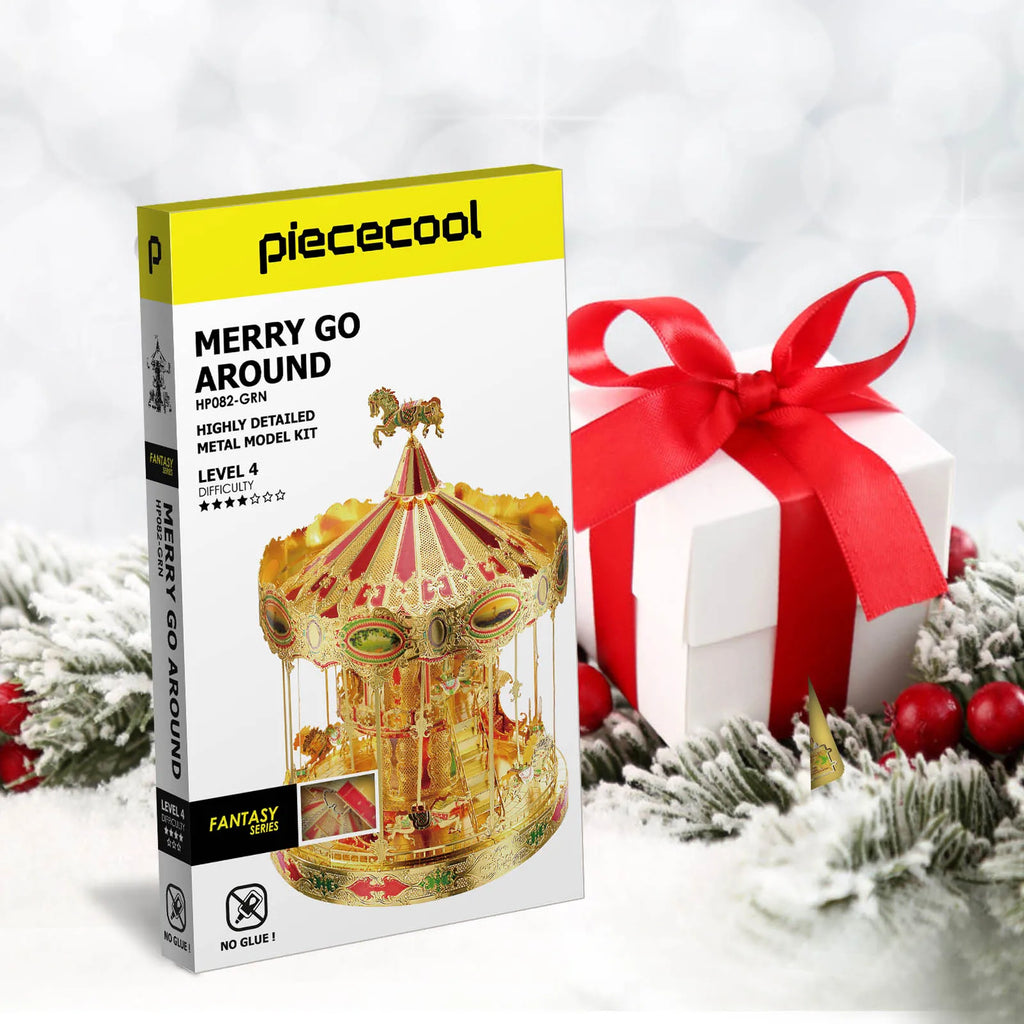 Piececool 3D Metal Puzzle Model Building Kits-Merry Go Around DIY Jigsaw Toy Christmas Birthday Gifts for Adults