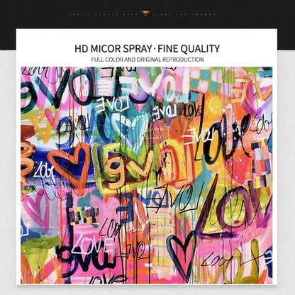 Many Colorful Love Hearts Grafffiti Art Canvas Paintings Posters and Print Pink Wall Art Pictures Living Room Home Cuadros Decor
