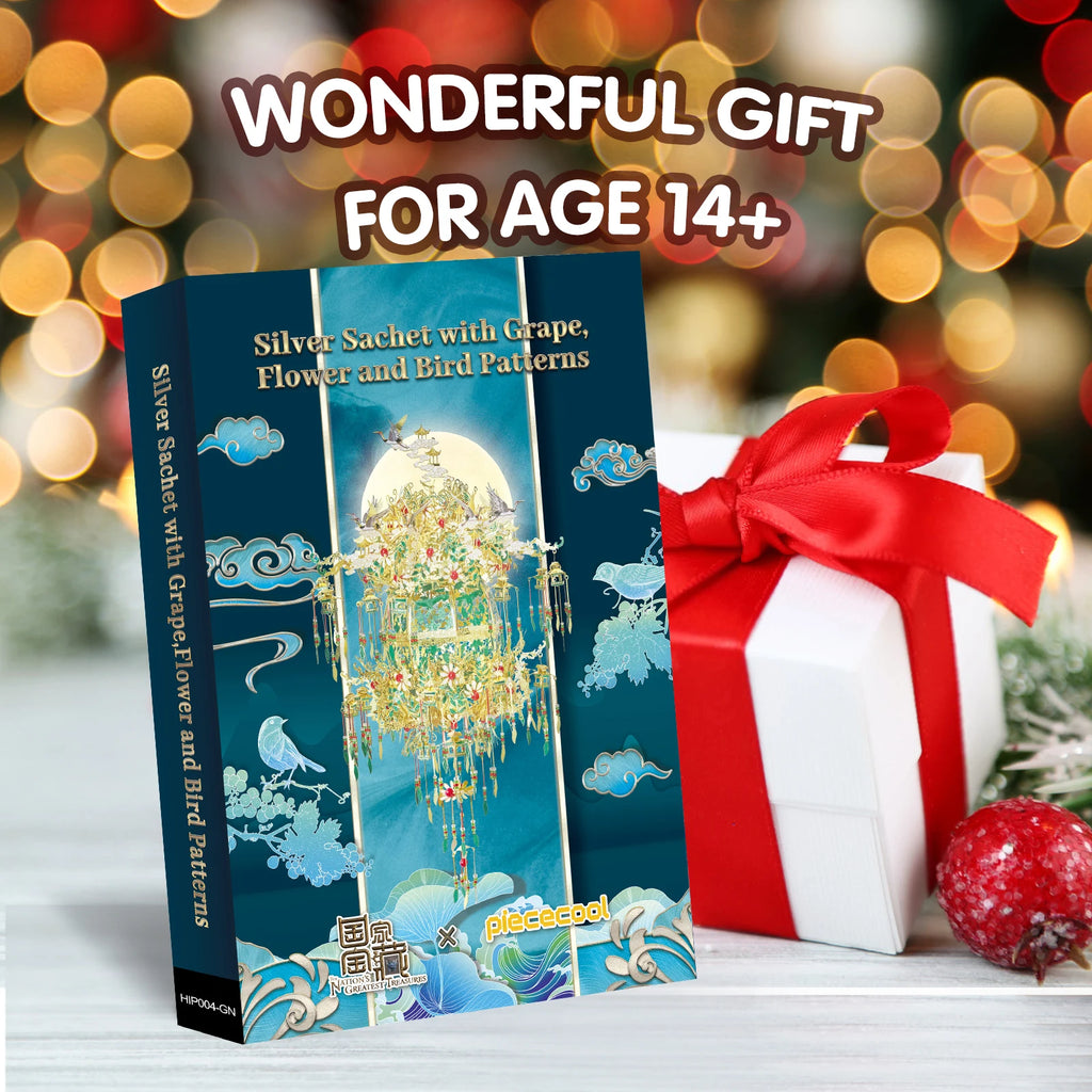 Piececool 3D Metal Puzzle-Silver Sachet with Grape Model Building Kits DIY Jigsaw Toy For Adults