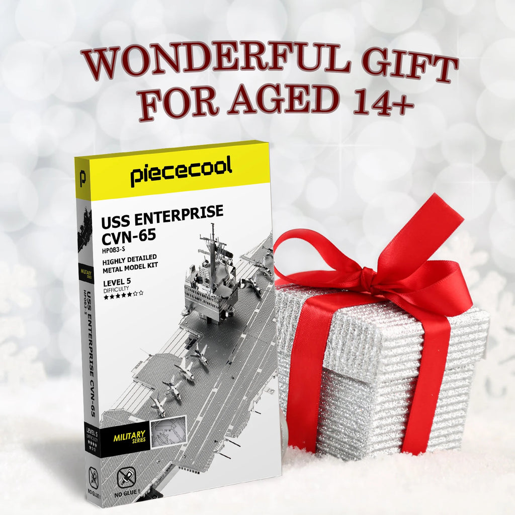 Piececool 3D Metal Puzzle Model Building Kits - Uss Enterprise CVN-65 Jigsaw Toy ,Christmas Birthday Gifts for Adults