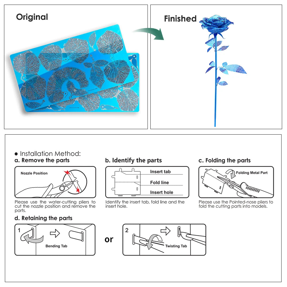 Piececool 3D Metal Puzzle DIY Jigsaw Model Building Kits For Girlfriend And Wife Romantic Red Rose Crafts Birthday Gift