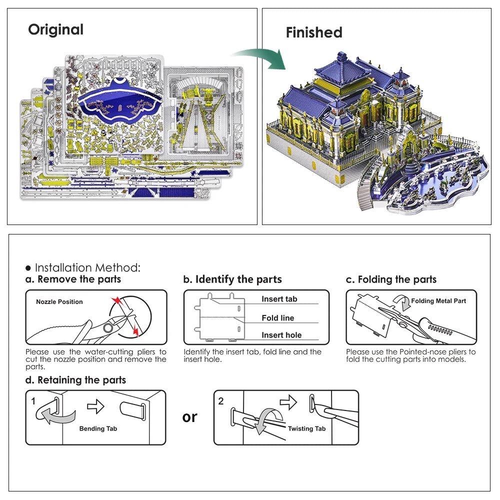 Piececool 3D Metal Puzzle-Creative Toy The Old Summer Palace Model Kits Assembly DIY Jigsaw Best Gifts