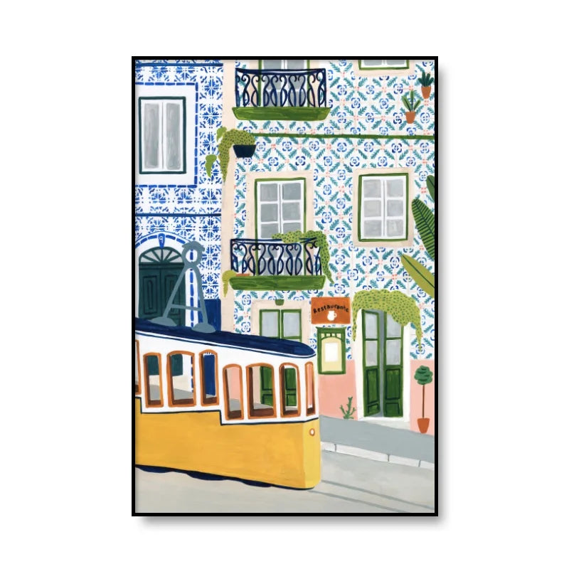 Wall Art Canvas Landscape Poster Painting Retro Travel Famous Cities Spain Turkey Italy Picture Print Living Room Home Decor
