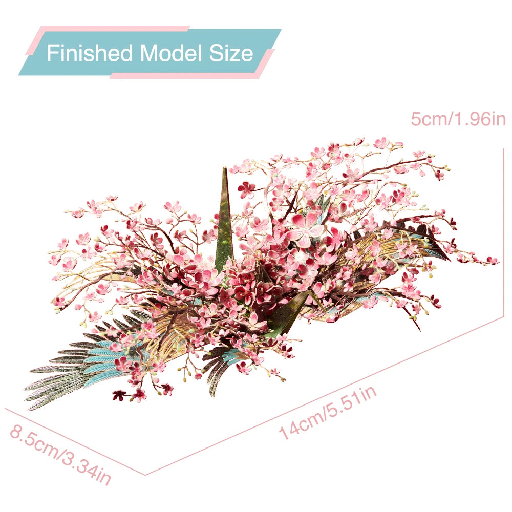 Piececool 3D Metal Puzzle Model Building Kits-Feach Blossm Crane DIY Jigsaw Toy ,Christmas Birthday Gifts for Adults