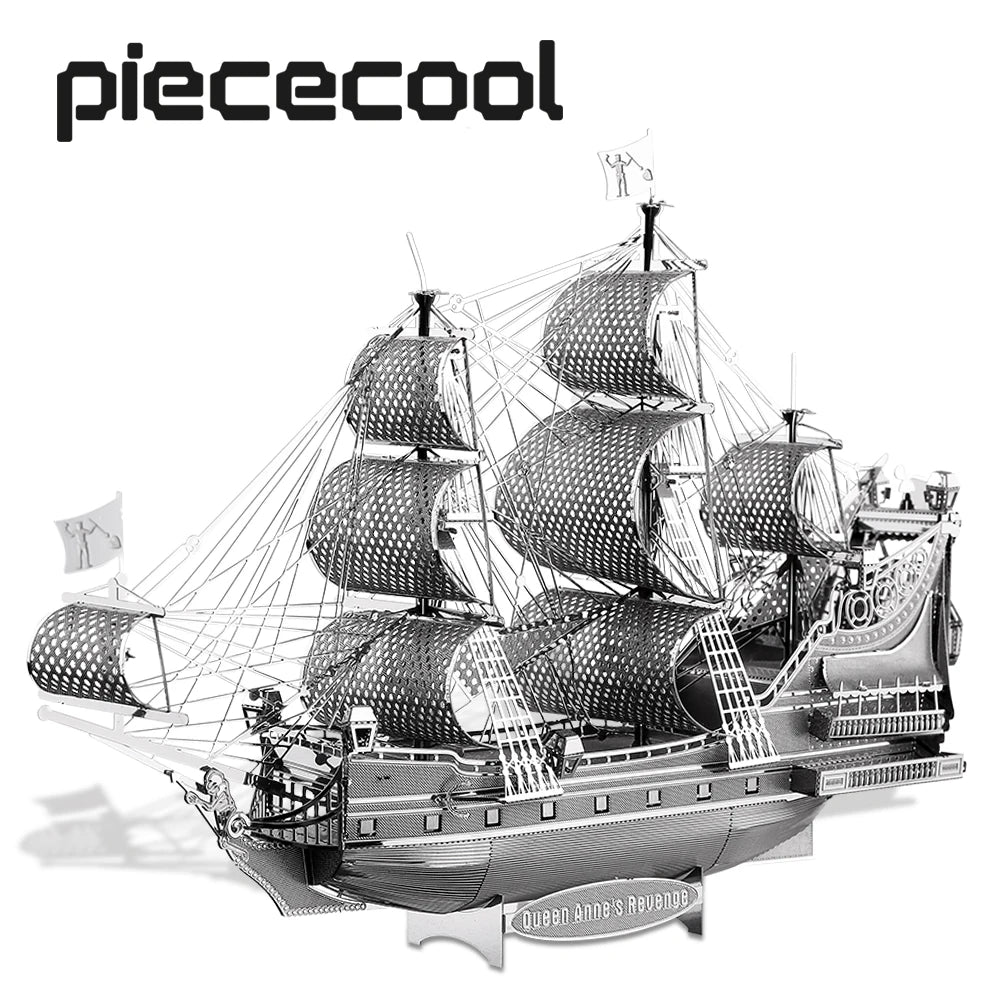 Piececool 3D Metal Puzzle Model Building Kits-The Queen Anne's Revenge Jigsaw Toy ,Christmas Birthday Gifts for Adults