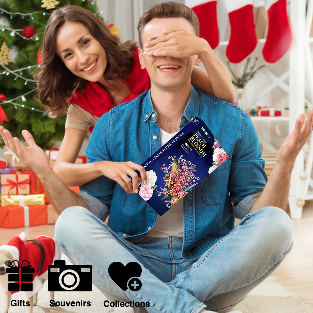 Piececool 3D Metal Puzzle Model Building Kits-Feach Blossm Crane DIY Jigsaw Toy ,Christmas Birthday Gifts for Adults