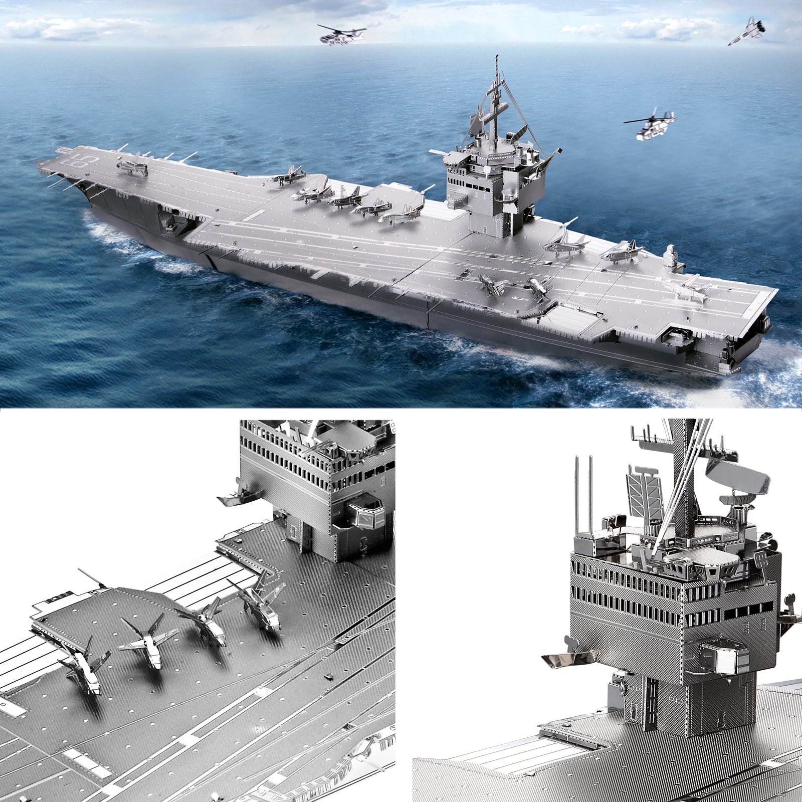 Piececool 3D Metal Puzzle Model Building Kits - Uss Enterprise CVN-65 Jigsaw Toy ,Christmas Birthday Gifts for Adults