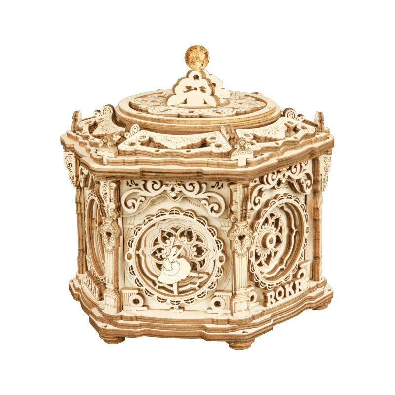 Robotime Rokr Music Box Starry Night 3D Wooden Puzzle Game Assembly Model Building Kits Toys for Children Kids Birthday Gifts