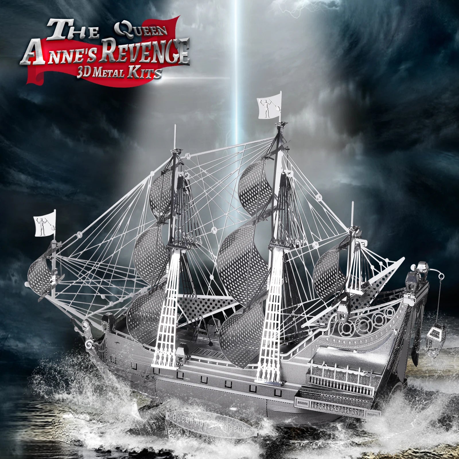 Piececool 3D Metal Puzzle Model Building Kits-The Queen Anne's Revenge Jigsaw Toy ,Christmas Birthday Gifts for Adults