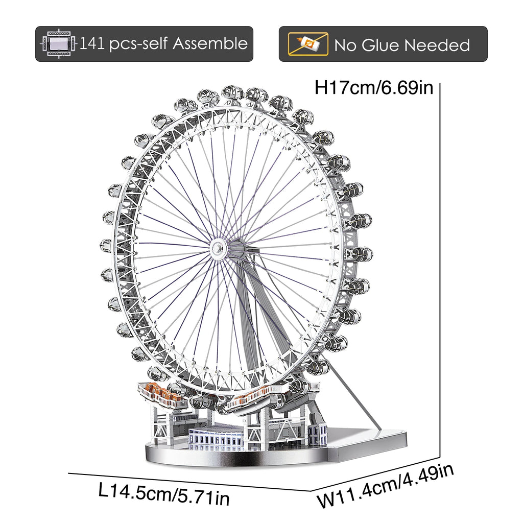 Piececool 3D Metal Puzzle-Home Decoration London Eye DIY Jigsaw Model Building KitsToy For Teens And Adults