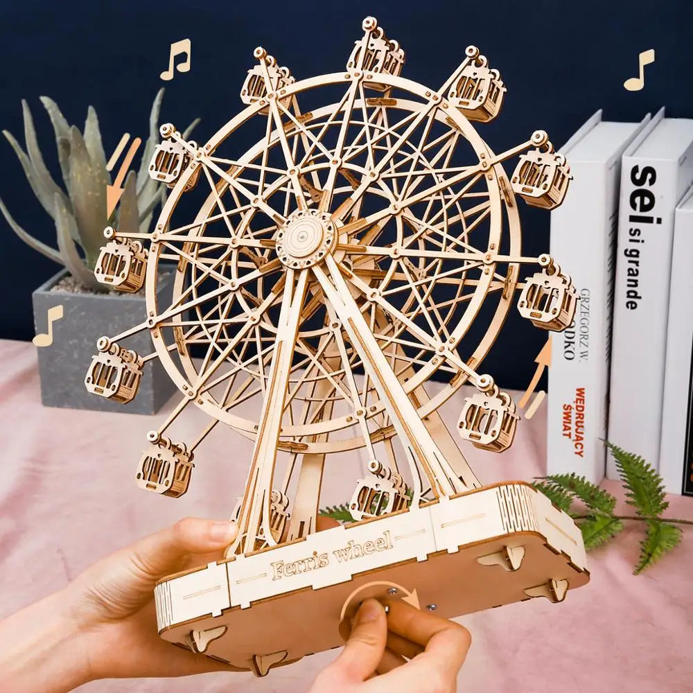 Robotime Rolife 232pcs Rotatable DIY 3D Ferris Wheel Wooden Model Building Block Kits Assembly Toy Gift for Children Adult TGN01
