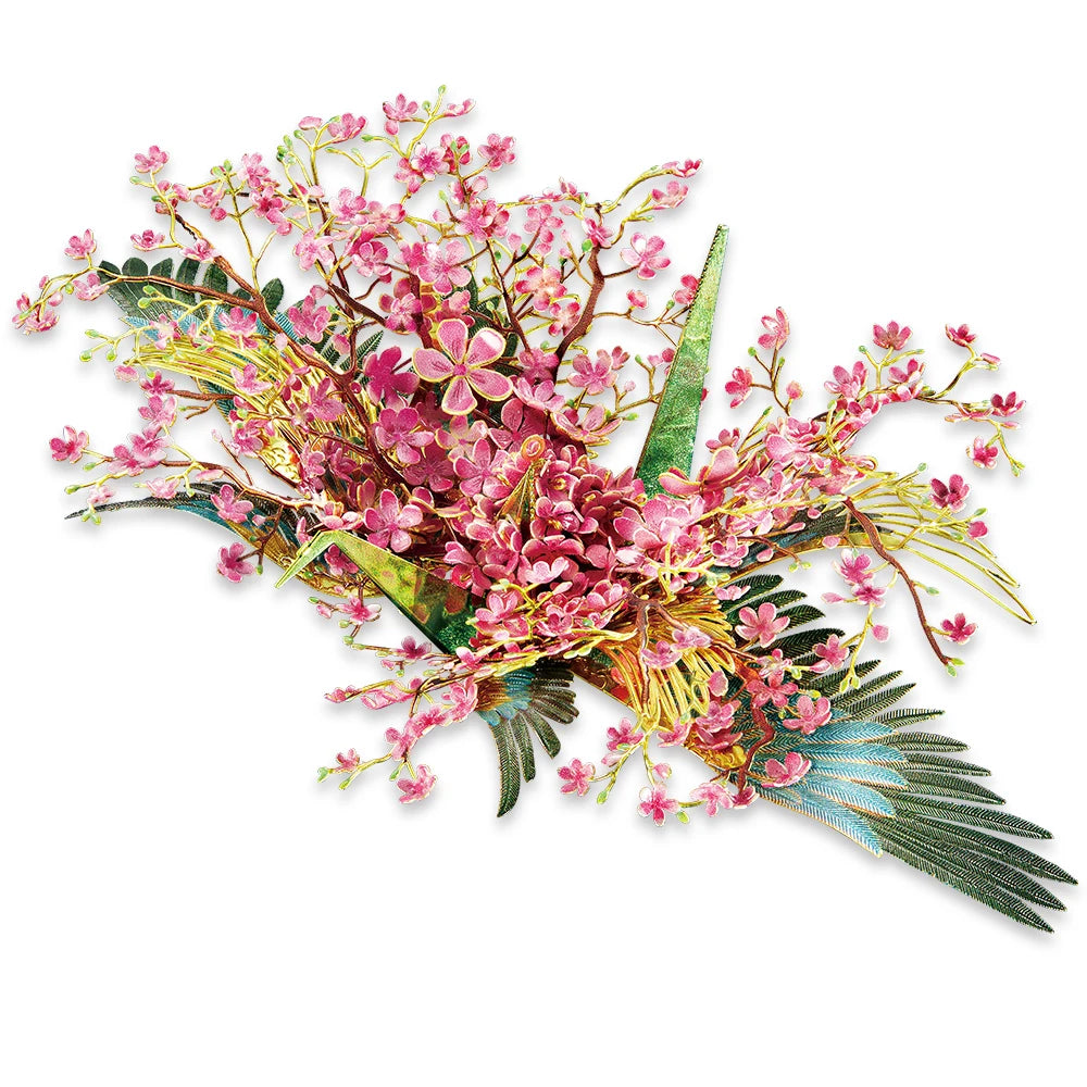 Piececool 3D Metal Puzzle Model Building Kits-Feach Blossm Crane DIY Jigsaw Toy ,Christmas Birthday Gifts for Adults