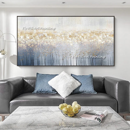 Abstract Oil Painting For Living Room Wall Art Golden Tree Living Room Gold Leaf Home Decor Golden Painting For Living Room