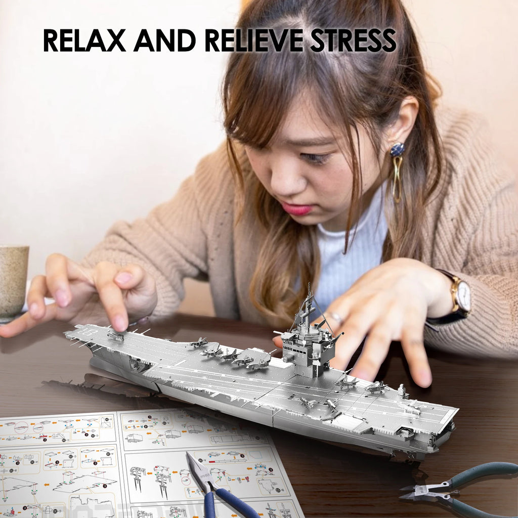 Piececool 3D Metal Puzzle Model Building Kits - Uss Enterprise CVN-65 Jigsaw Toy ,Christmas Birthday Gifts for Adults