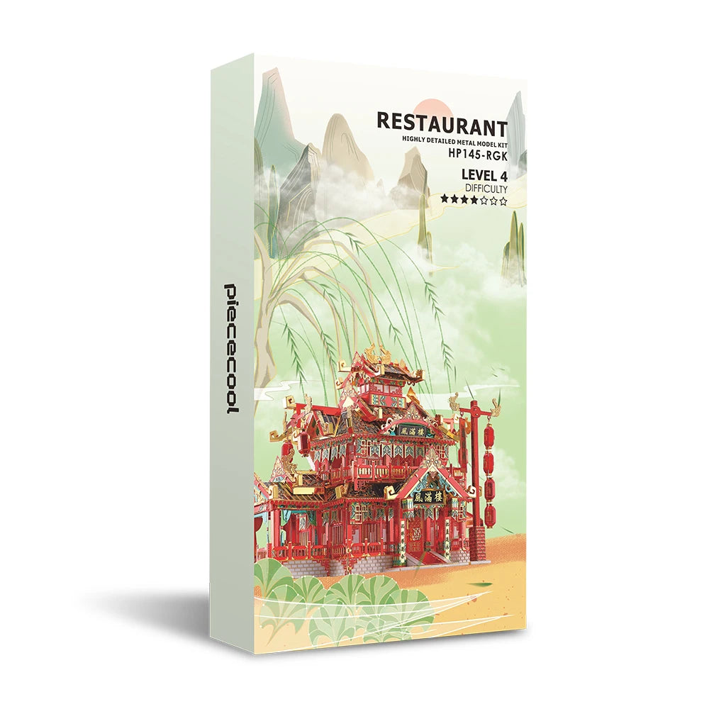 Piececool 3D Metal Puzzle -Restaurant DIY Assemble Jigsaw Toy ,Model Building Kits Christmas and Birthday Gifts for Adults