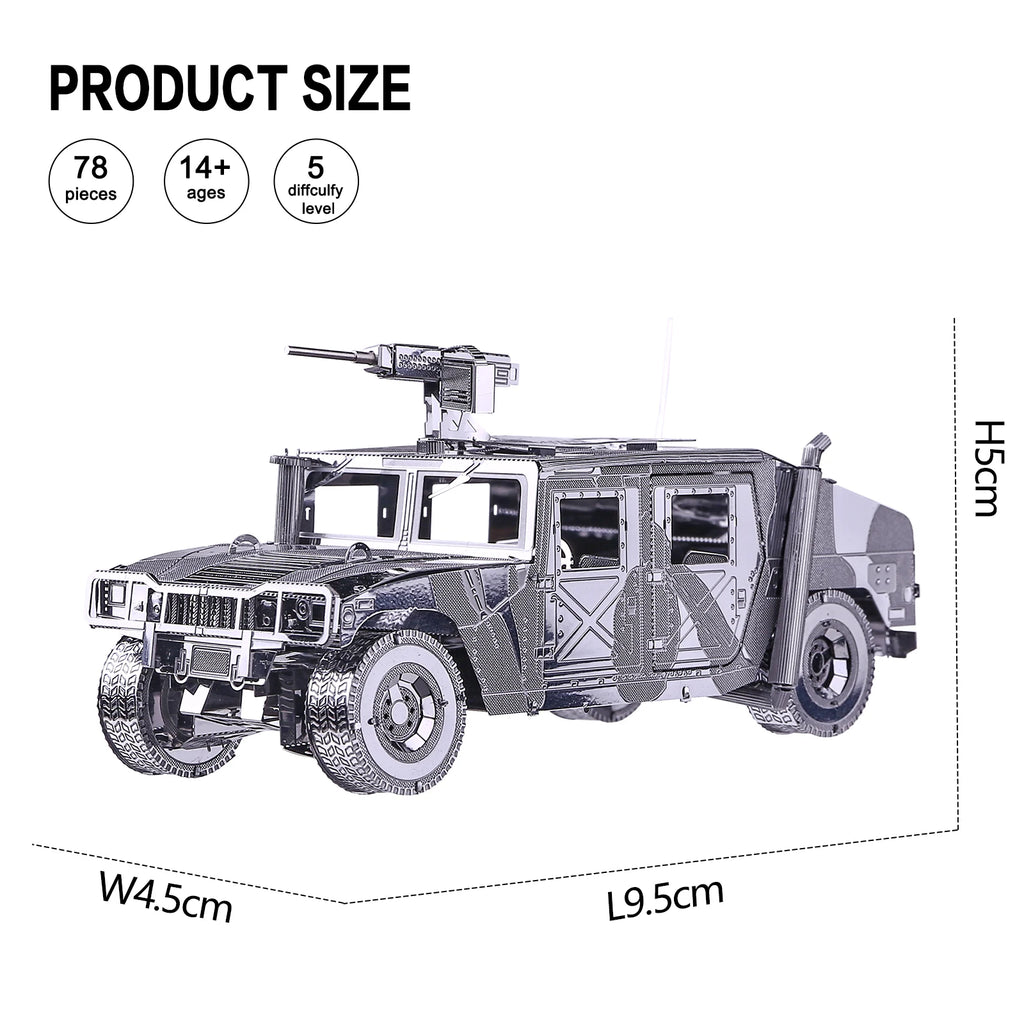 Piececool 3D Metal Puzzle Model Building Kits - 4WD Military Automobile  Jigsaw Toy ,Christmas Birthday Gifts for Adults
