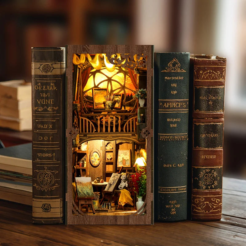 3D Wooden Diorama Book Nook - 'World in a Frame' DIY Puzzle Kit, Miniature House Model for Home Decor and Creative Gift