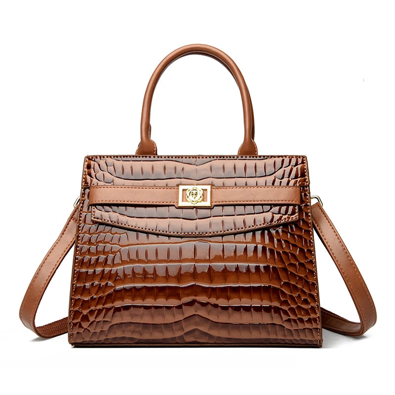 Commuting Sac Alligator Patent Leather Shoulder Crossbody Hand Bags for Women Mother Brand Luxury Handbags Women Bags Designer