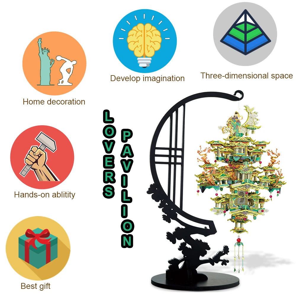 Piececool 3D Metal Puzzle DIY Model for Adult LOVERS PAVILION Brain Teaser Building Kits Best Gifts