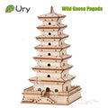 Ury 3D Wooden Puzzle Chinese Bell Tower Giant Wild Goose Pagoda Traditional Building DIY Model Assembly Desktop Gift for Adults