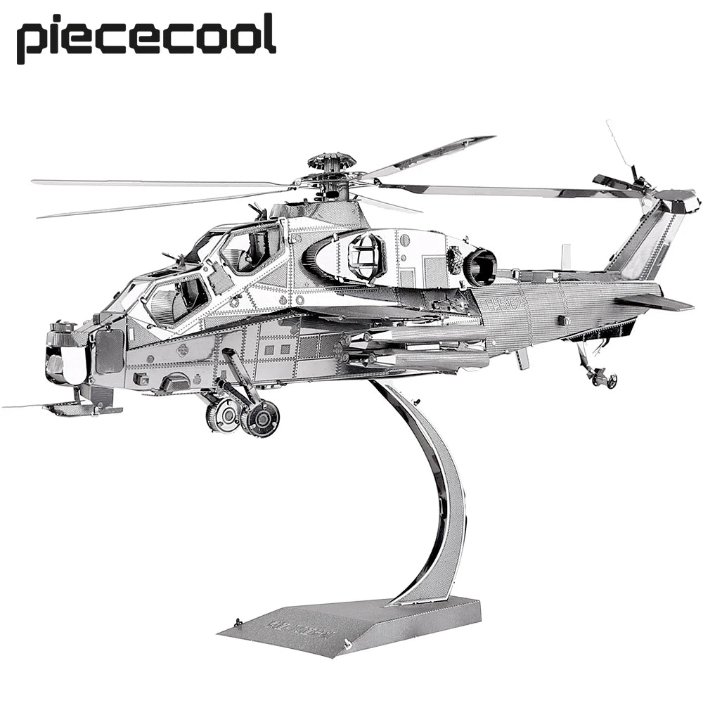Piececool 3D Metal Puzzles WUZHI-10 Helicopter Model Kits DIY Jigsaw for Teen Brain Teaser Toys for Adult